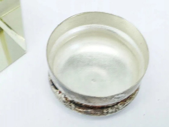 Encrier Art Déco en Cristal, Suède, années 1930, Accessoires de table, Verre, Argenté (photo 9 sur 15)