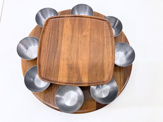 Image 1 of Double-decker turntable made of teak and stainless steel from Digsmed 60s Danish Design