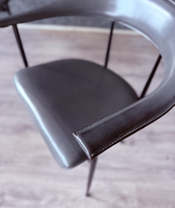 Image 1 of 4x poltrone vintage in pelle Fasem p40, Vegni & Gualtierotti, anni '90