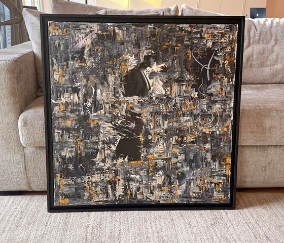 Original Painting « East London » Gérard Schleich, 86 x 86 cm, framed, Paintings & Drawings, Canvas, Beige (photo 2 of 5)