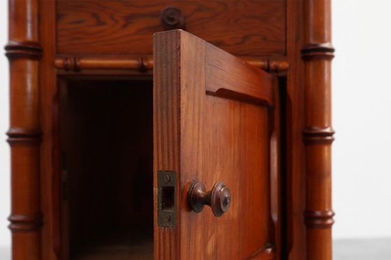 Image 1 of Late 19th Century Faux Bamboo and Marble Bedside Table, France