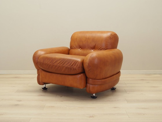 Image 1 of Fauteuil en cuir, design italien, années 1970, production : Italie