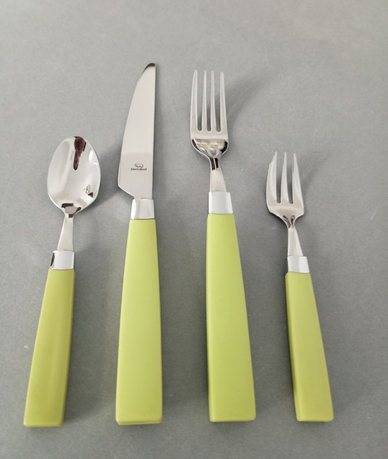 Image 1 of Guy Degrenne + Krupp Berndorf, set di posate dal design divertente anni '90 Austria Parigi raro