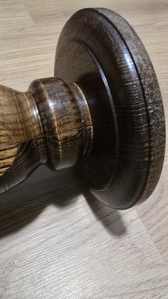 Vintage Brutalistische Houten Kerk Kandelaar - Massief Eiken (28cm) – Kandelaars en kaarsen (photo 8 of 13)