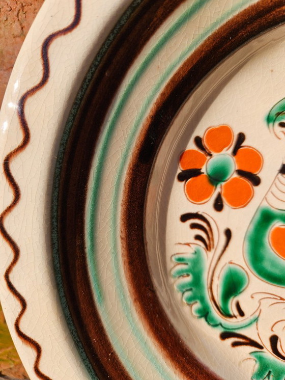 Image 1 of Wall Plate Folk Art Pottery Made By Imre Szűcs (1948-) A Well Known Hungarian Ceramic Artist | Vintage Handmade Hand-painted
