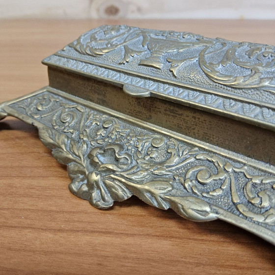 Vintage copper Neo-Renaissance / Art Nouveau stamp tray, Table accessories, Gold (photo 6 of 14)