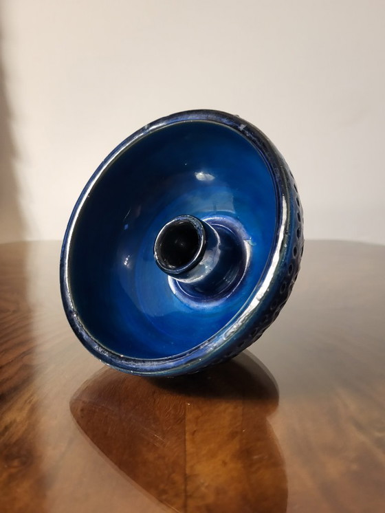 Image 1 of Rimini-blauer Keramik-Kerzenhalter, Aldo Londi für Bitossi, 1960er Jahre, Italien