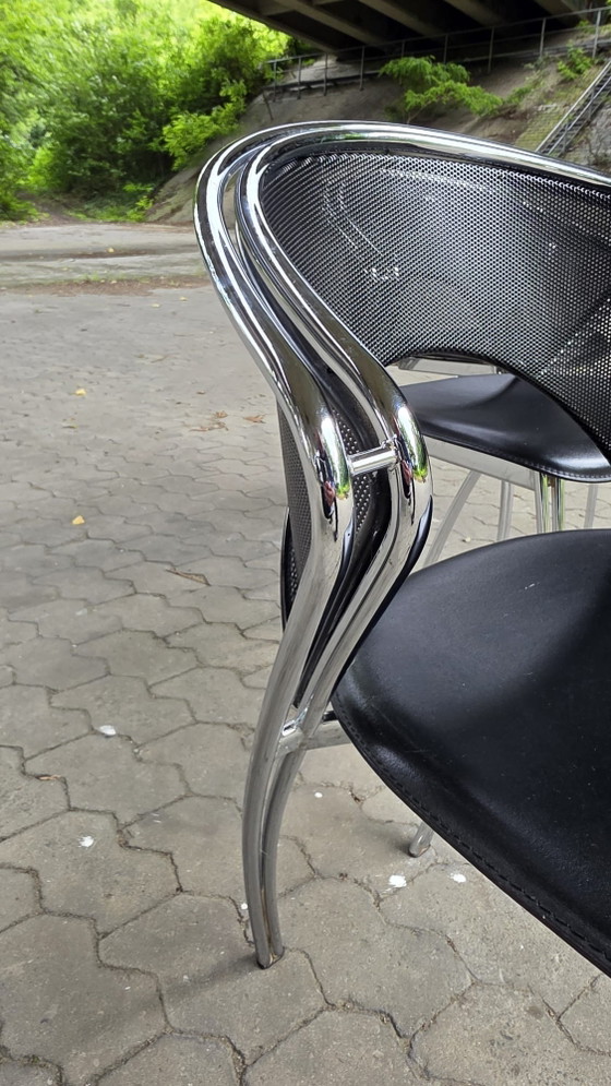 Image 1 of Set van 4 postmodernistische chromen stoelen, Italië, 1980