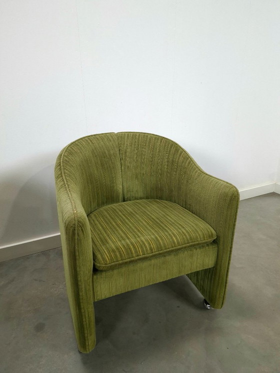 Image 1 of Set groene cocktail stoelen met chromen wielen