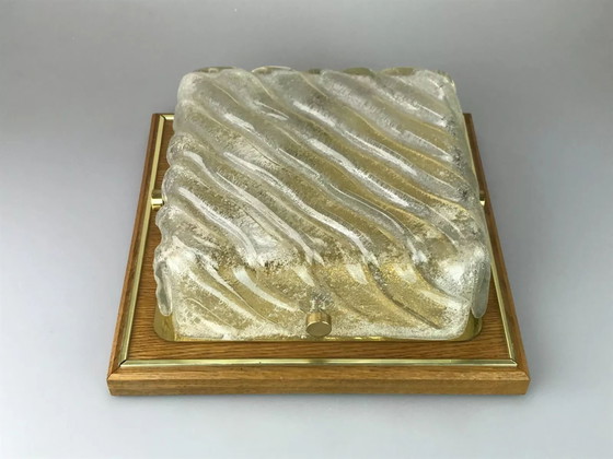 Image 1 of Lámpara de techo de los años 60 y 70, plafón empotrado de cristal de hielo, diseño de la era espacial.