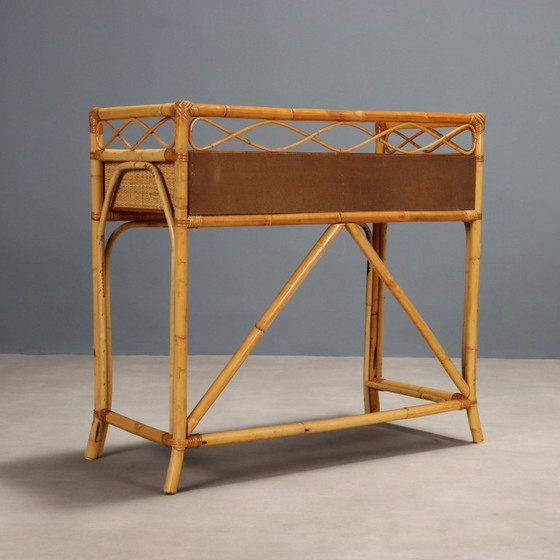 Image 1 of 1970s bamboo console table