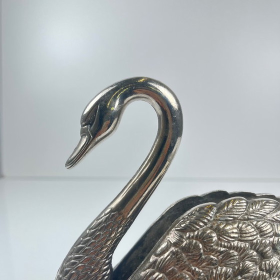 Image 1 of Toallero Swan, metal plateado, 1970