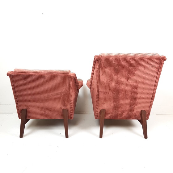 Image 1 of Set vintage di 2 poltrone | recentemente rivestite in costina rosa