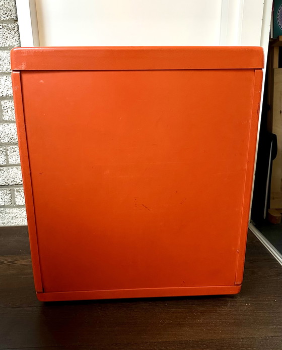 Image 1 of Meurop vintage ladenkast 5 laden Space Age oranje