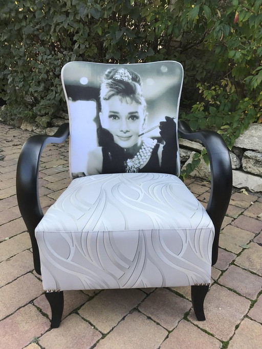 Vintage Art Deco Audrey Hepburn Fauteuil, jaren 20
