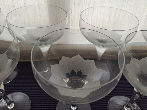 Image 1 of 19x Vintage Lotus Flower Crystal Glass Rosenthal