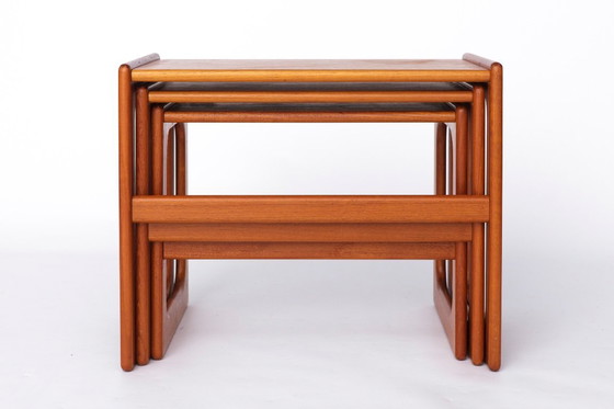 Image 1 of Set of 3 Teak Nesting Tables – 1970s Danish Mid-Century Modern Design, Vintage Side Tables, Scandinavian Teak Furniture