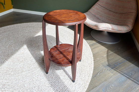 Image 1 of round oak side table Amsterdam School