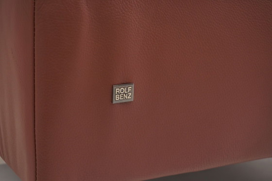 Image 1 of Canapé d'angle Rolf Benz Dono en cuir marron cognac avec canapé-lit gigogne