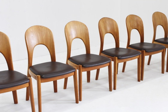 Image 1 of Vintage Danish teak dining chairs by Niels Koefoed Set of 6