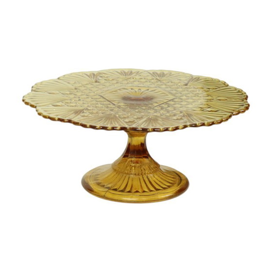 Image 1 of Art Deco Amber Taartplateau