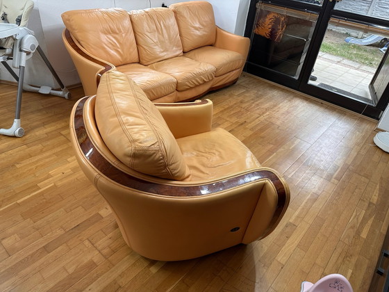 Galleria Nieri Sofa 3 + 1 – 3-5 Sitzer Sofas, Leder, Holz (photo 8 of 15)