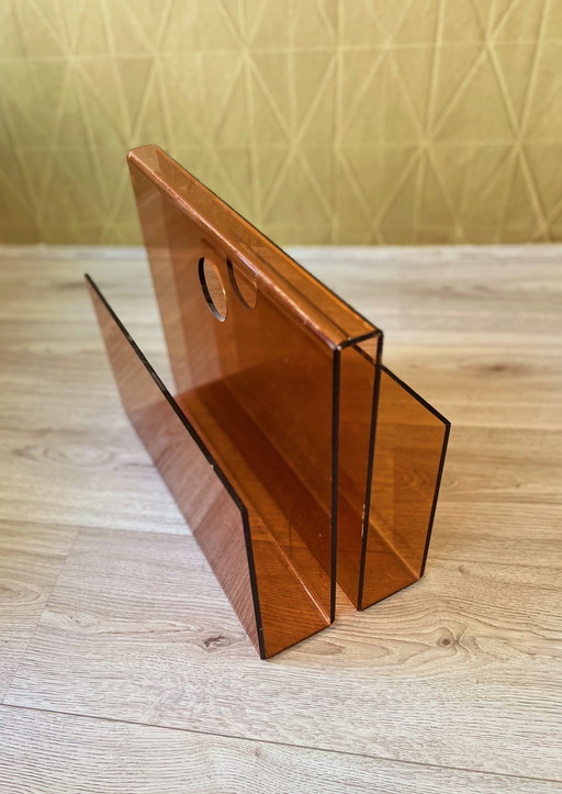 Vintage Space Age Orange Plexiglass/Perspex Magazine Holder