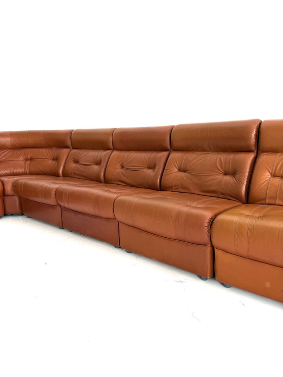 Vintage 6-Delige Modulaire Leren Bank, Jaren ‘80 – laauser, Modulaire banken, Wood, Leather (photo 9 of 14)