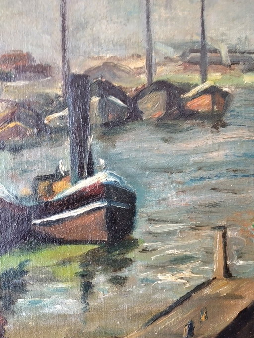 painting, port in the Netherlands.