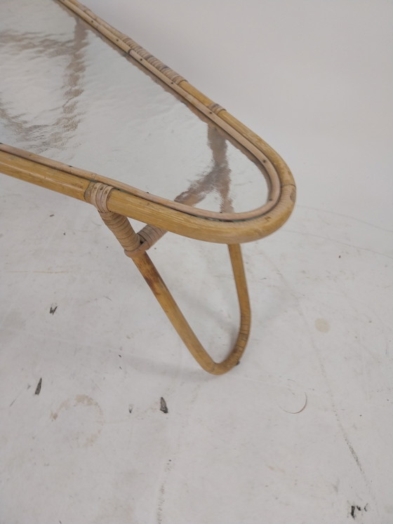 1 x Rohé Noordwolde bambù con tavolino in vetro nuvola anni '50 – Tavolini, Glass, Rattan, Vintage (photo 3 of 7)