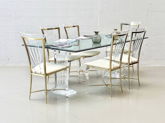 Image 1 of Rare ensemble: table by FABIANART and 6 chairs by Vereinigte Werkstätten, 1980s