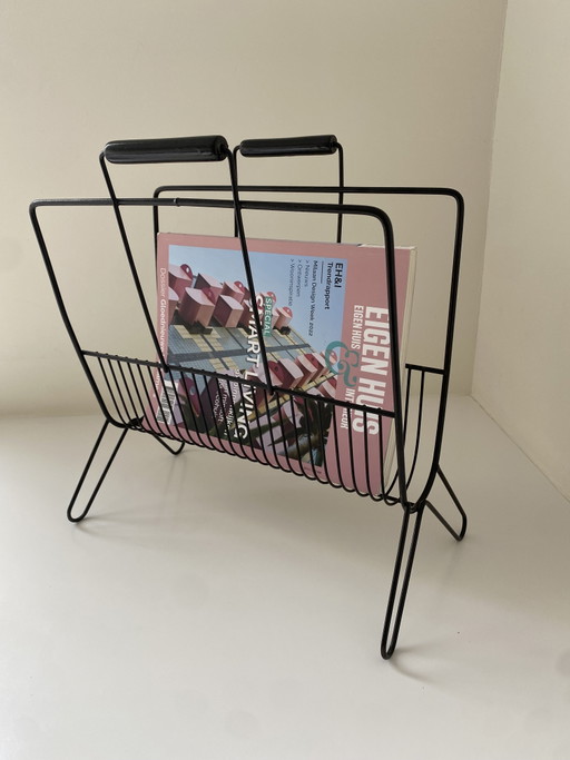 Porte-revues minimaliste vintage en métal - années 1950