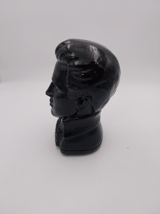 Image 1 of 1 x Elvis-Kopf aus Glas. In dunkelbraunem Glas von Ingrid Glas, 1970er Jahre