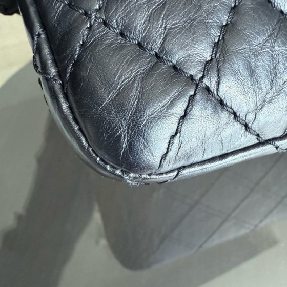 Image 1 of Chanel Reissue 2.55 225 - 24CM Quilted Aged Calfskin Black Gold Hardware