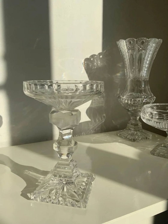 Image 1 of Rare Set of 3 Bohemian Crystal Objects – Historicism Period (ca. 1880-1890)