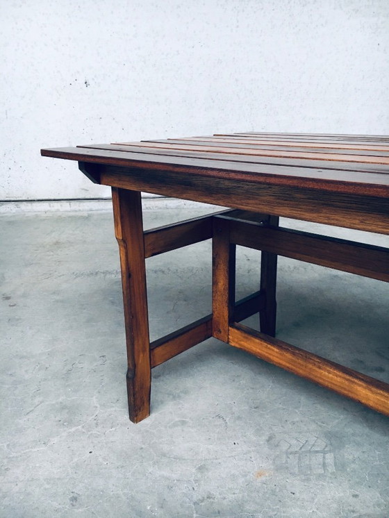 Image 1 of Table de jardin ou de cuisine en bois patiné, design années 1970