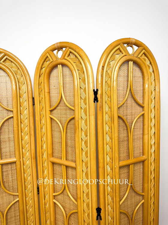Image 1 of Paravento vintage in rattan e bambù per dividere la stanza.