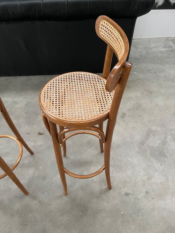 Image 1 of Vintage set van 2 rieten barkrukken
