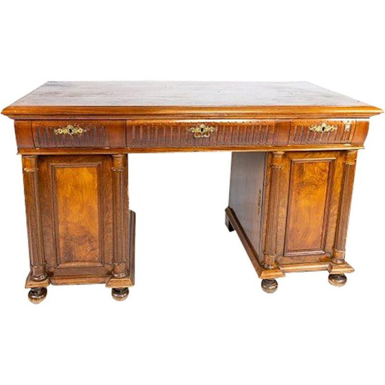 Image 1 of Large vintage desk of walnut 1890s