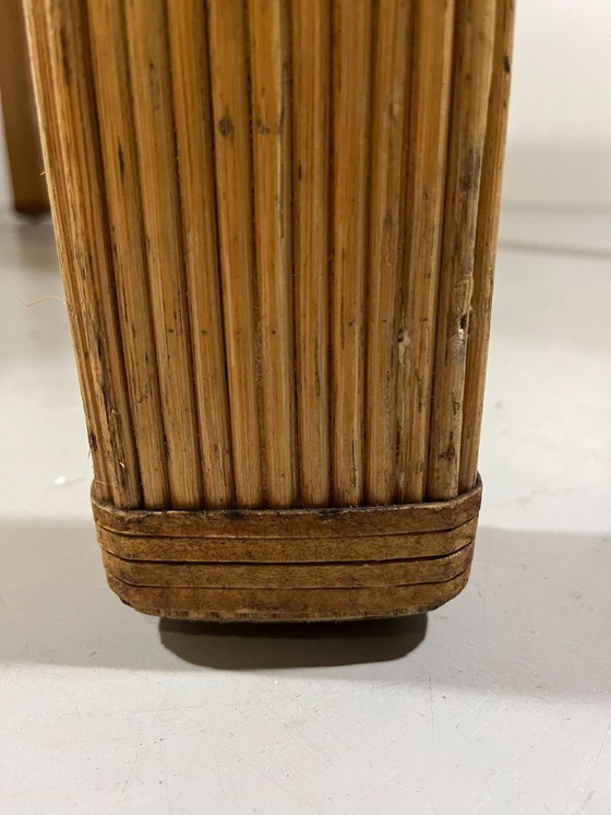 Image 1 of Vivai del Sud rattan and travertine dining table, Italy, 1960s