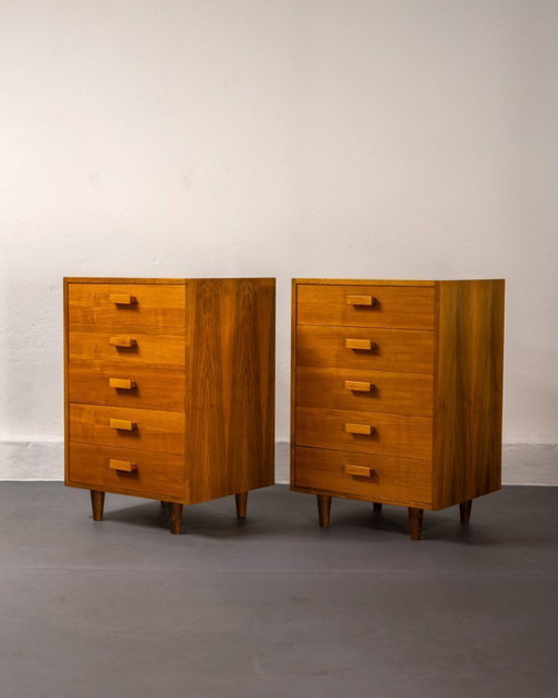 Coppia di comodini o cassettiere in teak