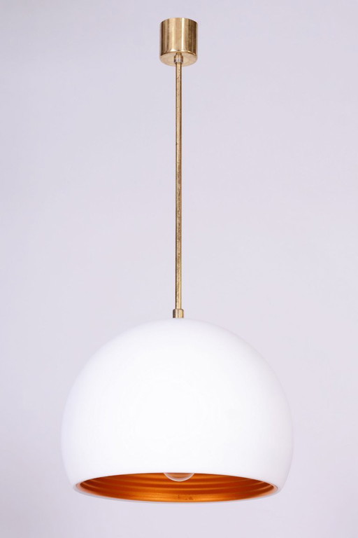 Restored Mid-Century Chandelier, by H.Guzzini for Meblo, Brass, Italy, 1960s – hanglampen, Plastic