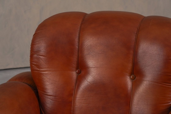 Image 1 of Fauteuils club italiens vintage en similicuir cognac, Italie, années 1970, lot de 2