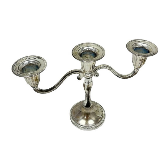 Image 1 of Silver-plated three-arm candelabra by I.P. ON ZINC, England, 1960s.
