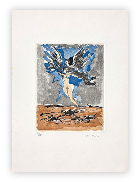 Image 1 of Orfeo Tamburi, "Zonder titel." Kleurenets. Gesigneerd en genummerd in potlood (Exemplaar 91/100) op de voorzijde.