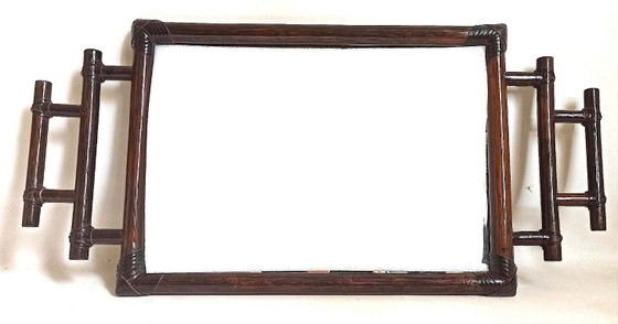 Decorative brown bamboo frame, Rattan, Glass, 1970 (photo 5 of 12)