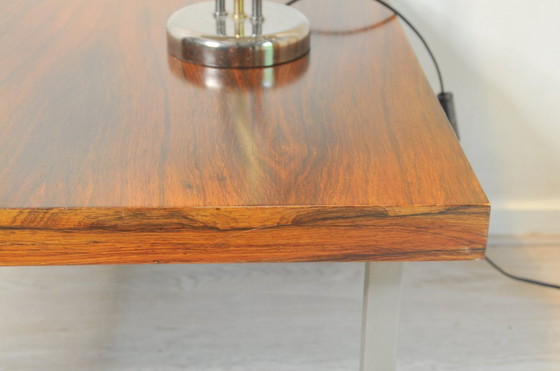 Image 1 of Tavolino moderno vintage in palissandro con gambe in acciaio design midcentury acciaio