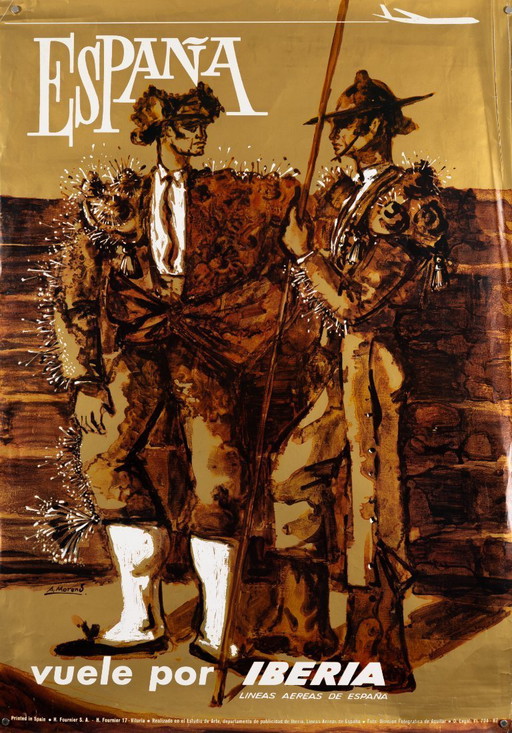 Iberia – Spanje – 1967 – Originele vintage luchtvaartposter – Reizen in de stijl van mid-century modern – 100x70 cm