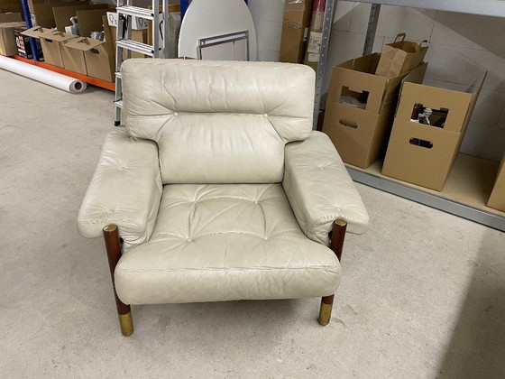 Image 1 of Sillón beige de mediados de siglo con otomana modelo "Sella" de Carlo de Carli