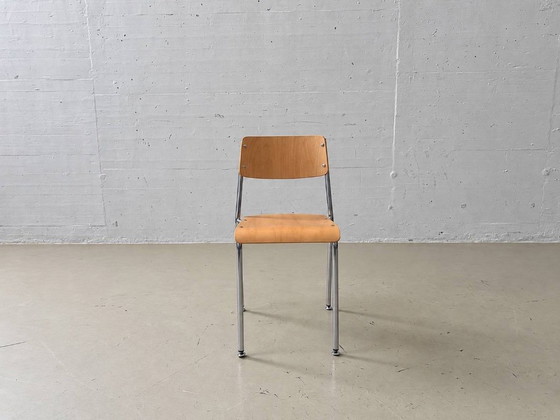 5 Stackable Chrome Steel Chairs, 1990s – Side chairs, Wood (photo 7 of 12)